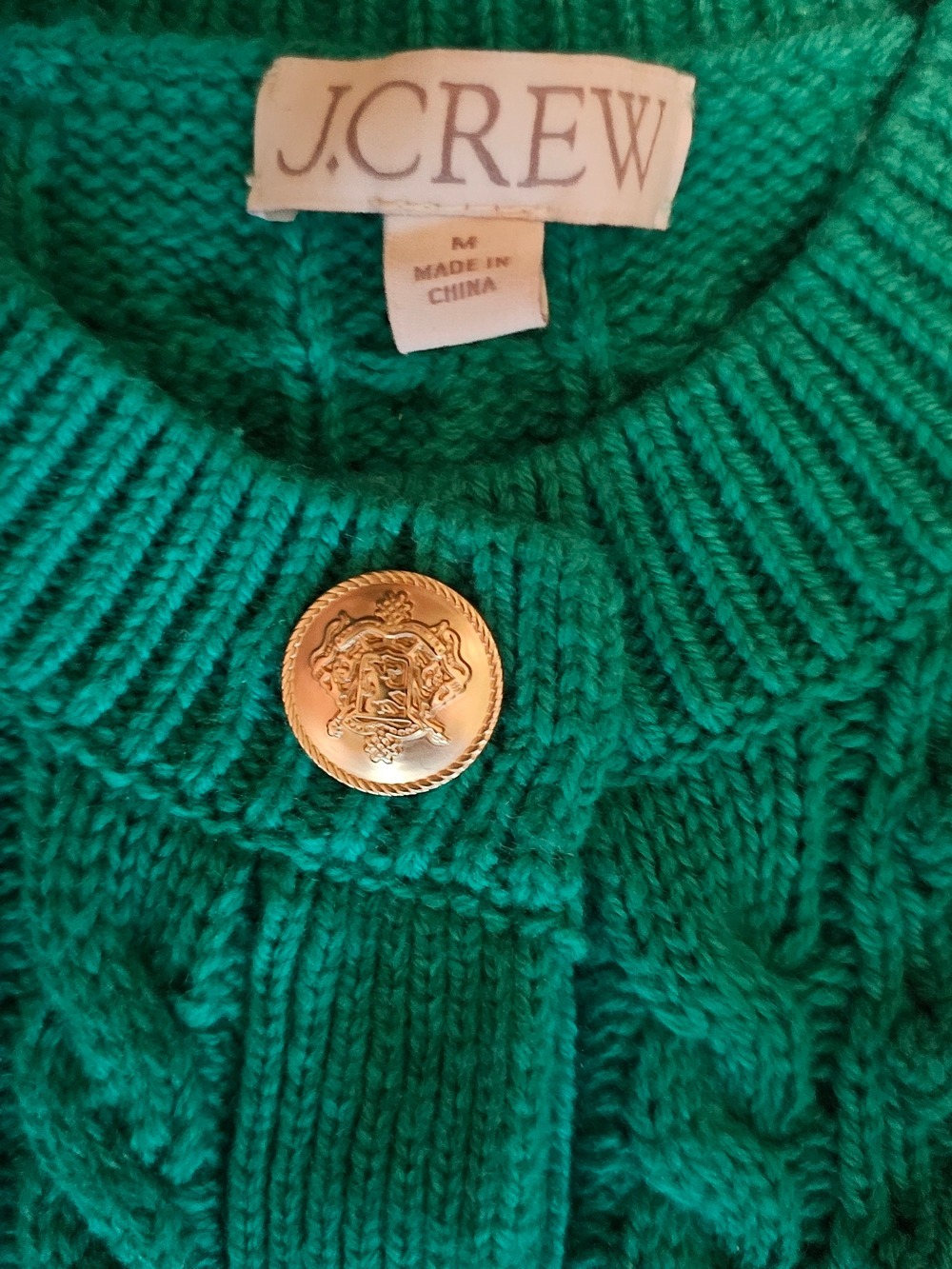 J. Crew Teal Cable-Knit Button Cardigan - Picture 3 of 5